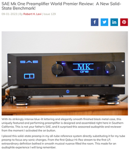 Positive Feedback Reviews the SAE MK-One calling it "A New Solid State Benchmark!"